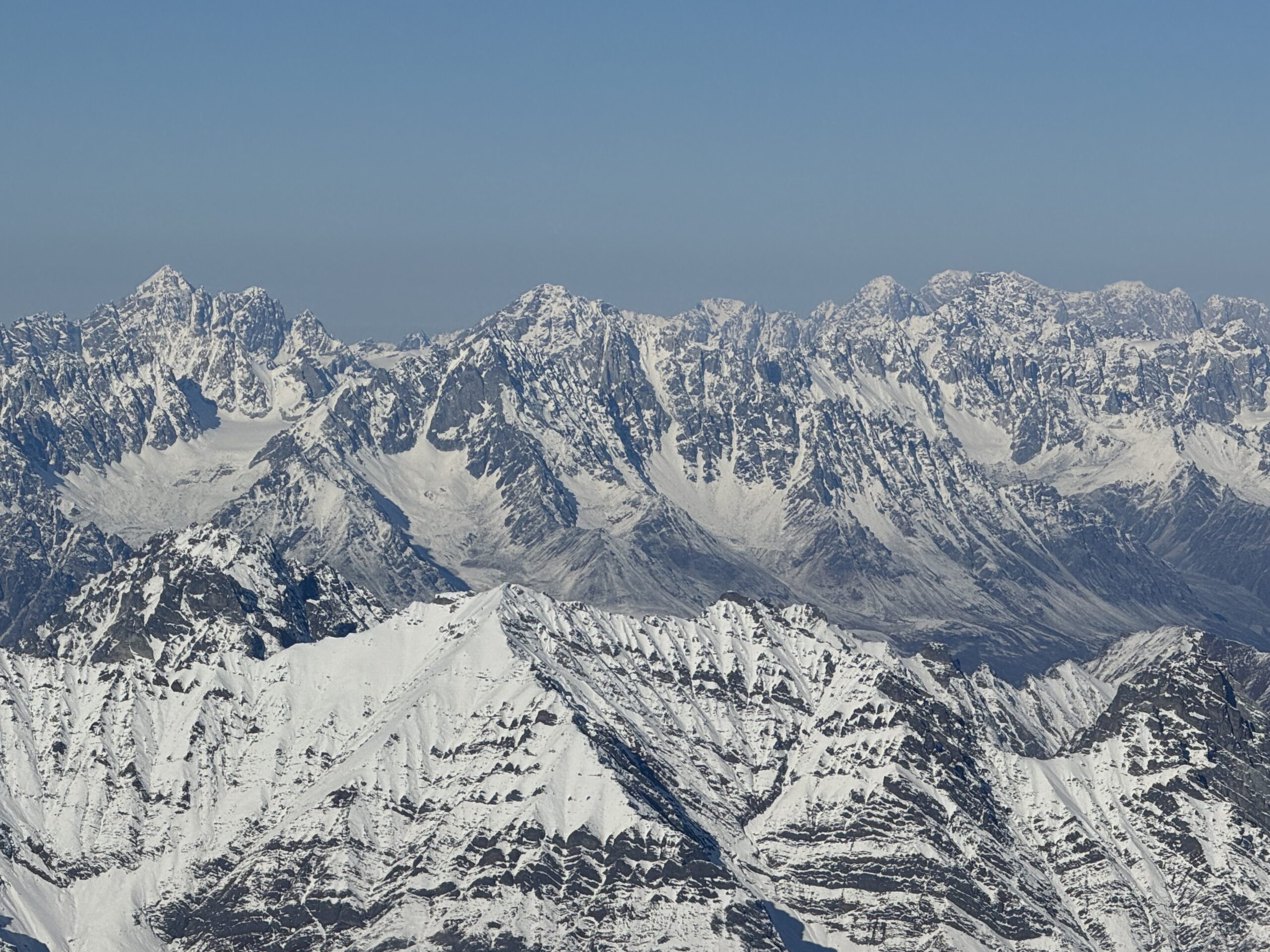 Alaskan mountain views from airplane